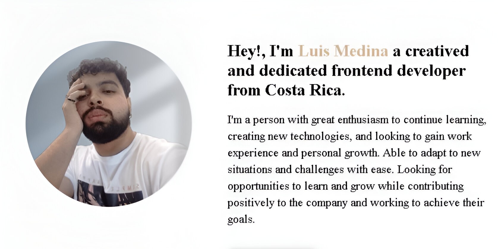 Personal portfolio of Luis Medina, a frontend web developer from Costa Rica.